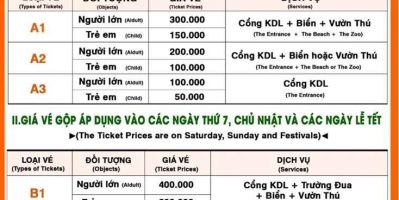 BẢNG GIÁ VÉ THAM QUAN TOÀN QUỐC