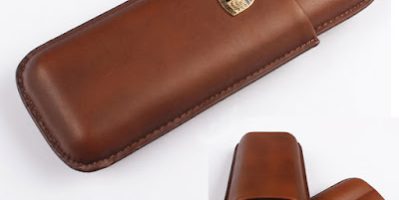 Quà tặng sếp: bao da đựng xì gà Cohiba màu nâu 2 điếu 1101L