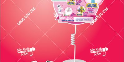 Mẫu wobbler để bàn quảng cáo chất liệu sơn tĩnh điện