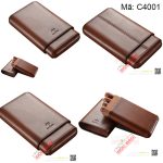 Bao da đựng cigar Cohiba 4 điếu, màu nâu
