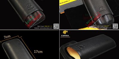 Bao da đựng xì gà Cohiba (loại 2 điếu, màu đen)