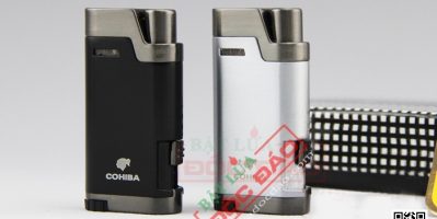 Bật lửa hút cigar Cohiba 2 tia có vách kính soi gas, có đục