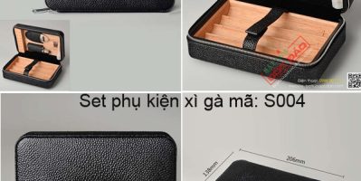 Set hộp đựng giữ ẩm xì gà, bật lửa khò hút xì gà, dao cắt xì gà Cohiba