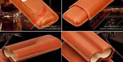 Set bao da đựng xì gà 2 điếu kèm dao cắt xì gà Cohiba