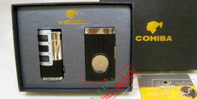 Set bật lửa khò Cigar, dao cắt Cigar Cohiba T02 (6 tháng bảo hành)