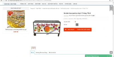 Xe bán hoa quả tự chọn  không mái che, Kích thước xe theo yêu cầu.