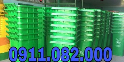 Cung cấp thùng rác 120 lít giá rẻ tại trà vinh- thùng rác màu xanh, cam, vàng