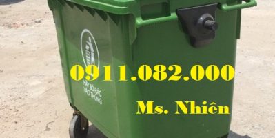 Nơi bán thùng rác 660 lít màu xanh 4 bánh xe giá rẻ- lh 0911.082.000