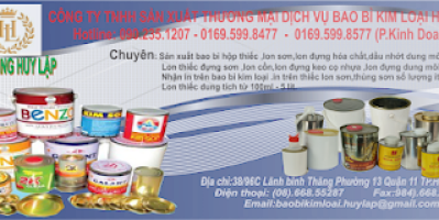 Sản xuất lon đựng dầu nhớt, mực in, nhựa đường dung tích từ 100ml-200ml, 500ml,1lít, 4lít, 5 lit