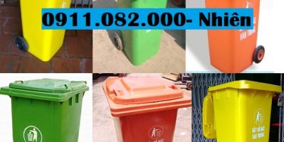 Nơi bán thùng rác 120 lít giá cực rẻ- thùng rác 240 lít màu xanh, cam, vàng- 0911.082.000