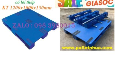Pallet nhựa mặt liền 1200x1000x150 – lõi thép