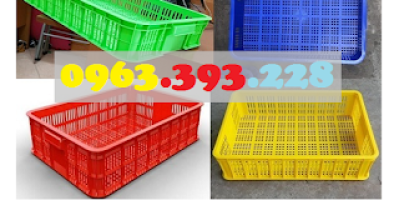 Sóng nhựa hở HS010, sọt nhựa cao 10 đựng nông sản, thùng nhựa rỗng HS010, rổ nhựa công nghiệp