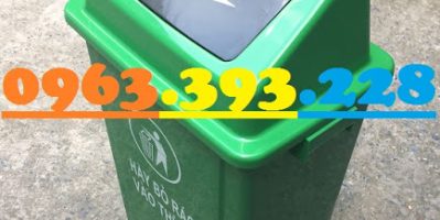 Thùng rác nhựa nắp bập bênh, thùng rác 60 Lít nắp lật, thùng rác công cộng nhựa HDPE