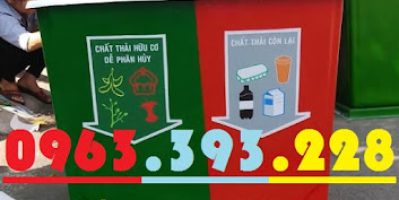 Thùng rác nhựa composite, thùng rác 2 ngăn, thùng phân loại rác