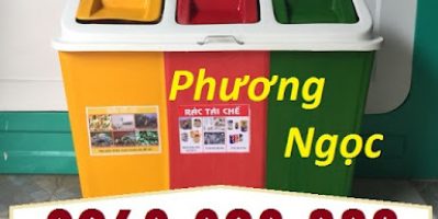 Thùng rác 3 ngăn phân loại rác, thùng rác 3 ngăn nhựa composite, thùng rác mái nhà
