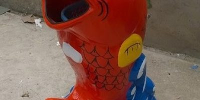 Thùng rác hình cá chép, thùng rác trường học, thùng rác con vật, thùng rác cá chép