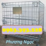 Lồng trữ hàng siêu thị, xe đẩy lồng lưới, lồng chứa hàng có bánh xe, lồng lưới gập