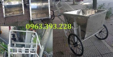 Xe gom rác inox đẩy tay, xe thu gom rác inox, xe rác 3 bánh công nghiệp