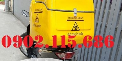 Thùng chở hàng y tế ,thùng chở chất thải y tế lây nhiễm trên xe máy, thùng chở chất thải y tế.