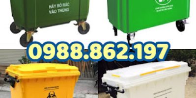 Xe gom rác 660L, xe rác đẩy công nghiệp