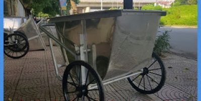 Xe gom rác inox, xe đẩy rác inox