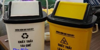 Thùng rác y tế nắp lật, xô đựng rác thải y tế 5 lít, thùng rác y tế trên xe tiêm, thùng rác bệnh việ