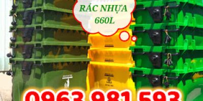 Thùng rác 4 bánh xe, thùng rác 660L