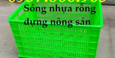 Sọt nhựa màu xanh dùng trong xí nghiệp may, sóng nhựa rỗng có bánh xe,sọt nhựa công nghiệp