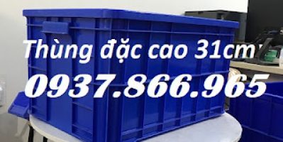 Sọt nhựa dùng đựng hàng hóa sản xuất ,Giá sóng nhựa cao 31cm có nắp đậy, thùng nhựa cơ khí xếp chồng