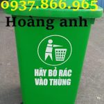 Thùng rác nhựa 60l có bánh xe, thùng gom rác, thùng rác công cộng, thùng rác trong công viên