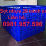 Thùng nhựa rỗng 26 bánh xe, sọt nhựa 26 bánh xe, sóng nhựa hở 26 bánh xe