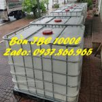 Thùng 1000l màu trắng, bồn chưa chất lỏng, tank ibc cũ 1000l độ mới 95%