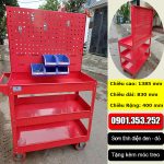 Mẫu xe đẩy đựng đồ nghề 3 tầng 3 ngăn có móc treo đa năng