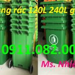 Miền tây nơi cung cấp thùng rác giá rẻ- thùng rác 120l 240l 660l mà xanh, cam- lh 0911082000