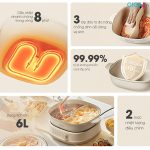 Nồi lẩu 2 ngăn Bear SB-NL60U có chống dính dễ vệ sinh