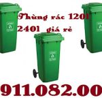 Hạ giá thùng rác nhựa màu xanh, thùng rác 120l 240l 660l giá rẻ miền tây- lh 0911.082.000