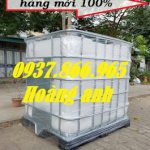Bồn IBC có khung thép, thùng nhựa màu trắng 1000l, tack nhựa cũ, tank IBC mới