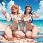 Nami và Nico Robin mặc bikini trên bãi biển siêu nóng bóng