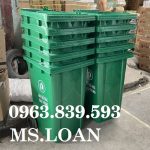 Bán thùng rác 240L xanh lá đựng rác ngoài trời giá tốt / 0963 839 593 Ms.Loan