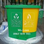 Thùng phân loại rác 2 ngăn có đạp chân dung tích 40L / LH 0963 839 593 Ms.Loan