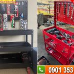 Xe đẩy 3 ngăn bảng treo, kệ đựng đồ nghề 3 tầng gá treo