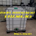 Bồn IBC 1000l mới, bồn 1000l cũ, bồn có van xả dưới đáy, bồn 1 khối, bồn màu trắng có khung thép