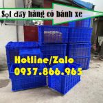 Sọt đựng hàng có bánh xe thông dụng, sọt 5 bánh xe, sọt nhựa sau xe máy