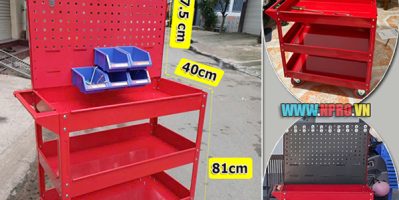 Kệ đựng đồ nghề có bánh xe 3 tầng cho xưởng, garage