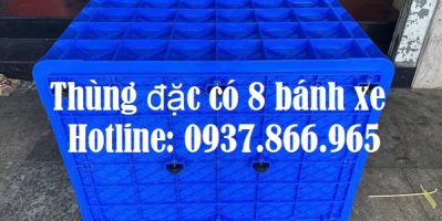 Thùng nhựa đặc có bánh xe 78*63*55cm, thùng nhựa kích thước lớn, thùng có bánh xe