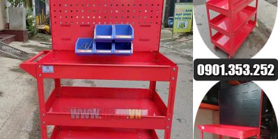 Xe đẩy dụng cụ 3 tầng bảng treo KT 738x570mm – xe đẩy đồ nghề