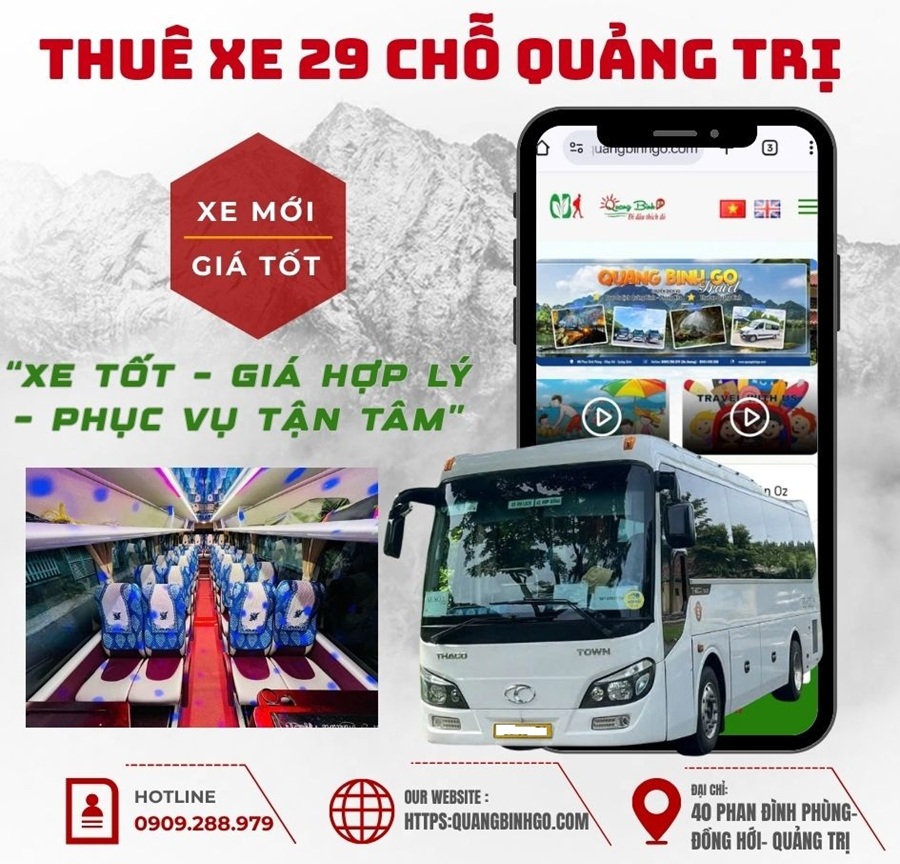 Thuê Xe 29 Chỗ Quảng Trị | Xe Mới- Giá Tốt 2025