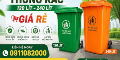 Cung cấp thùng rác nhựa HDPE 120 lít, 240 lít, 660 lít- hàng chất lượng giá rẻ tại cần thơ- lh 0911.082.000