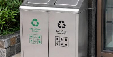 Thùng Rác Inox 2 Ngăn – Giải Pháp Phân Loại Rác Tiện Lợi
