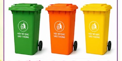 Giá rẻ thùng rác môi trường 120L 240L- thùng rác màu xanh, cam- lh 0911.082.000